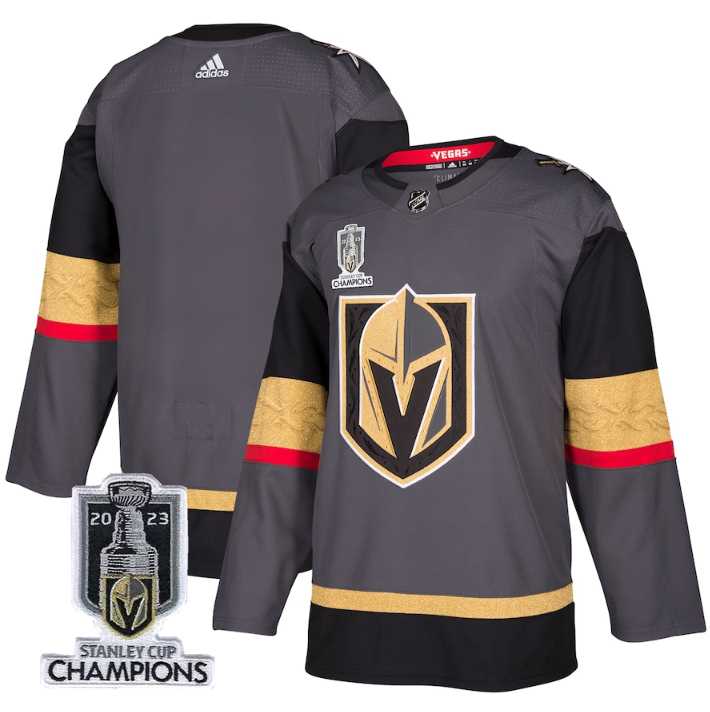 Mens Vegas Golden Knights Blank Gray 2023 Stanley Cup Champions Stitched Jersey